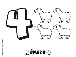 Numero 4 Para Colorear