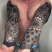 What kind of tattoos do you get with blackwork? Forearm Geometric Blackwork Tattoo Novocom Top