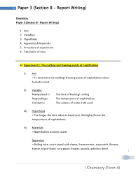 Please familiarise with all these experiments from form 4 chemistry chapter 3: Chemistry Paper 3 Report Writing Oxide Sodium