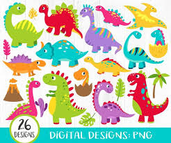 26 Dinosaur Clipart Cute Dinos Clipart Scrapbook Printable Etsy In 2020 Clip Art Etsy Printables Digital Clip Art