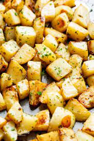 Bake at 450 degrees for 35 minutes, stirring every 10 minutes. Crispy Garlic Roasted Potatoes Cafe Delites