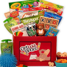 Get well gift idea #2: Kids Get Well Teddy Gift Box Fun Gifts Yummy Snacks