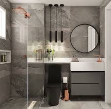 Preto Branco Cinza Rose Gold Composicao De Sucesso Que Consegue Ser Mode Decoracao Banheiro Masculino Decoracao Banheiro Pequeno Decoracao Do Banheiro