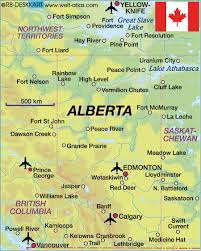 Physical map of canada showing major cities, terrain, national parks, rivers, and surrounding countries with international borders and outline maps. Map Of Alberta State Section In Canada Welt Atlas De
