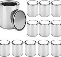 12 Pack Empty Paint Cans, 0.84 Pint Size Silver Tin Cans with Lids,  Multipurpose Metal Can Paint Bucket for Arts Crafts Painting