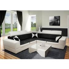 Canapé d'angle méridien.droit malaga look blanc/micro.gris souris. Canape Angle Reversible En Savanah Noir Et Pvc Blanc California Dya Shopping Fr