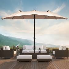 You should also consider what type of lift and opening mechanism will work best for your available space—almost all umbrellas are. Costway 15ft Patio Double Sided Led Market Umbrella Crank Solar Powered Beige Walmart Com Walmart Com