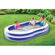 Play Day 8 Plastic Inflatable Family Swimming Pool Blue And White Walmart Com Family Pool Family Lounge Pool Kid Pool