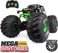 We'll do the shopping for you. Amazon Com Monster Jam Official Mega Grave Digger All Terrain Remote Control Monster Truck With Lights 1 6 Scale Toys Games