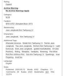 Any information you publish in a comment, profile, work, or content that you post or import onto ao3 including in summaries, notes and tags, will be accessible . Complete Taekook Au And Ao3 Fic Rec Thread On Twitter 27 Eyes On Me Baby By Tigerbuns Taekook Nsfw Ao3 Fic Chapters 1 Words 6502 Bottom Tae And Top Jungkook Painter