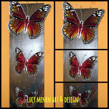 Triptico De Mariposas Monarca En Arte Repujado Y Pintura Vitral Halloween Wreath Butterfly Decor