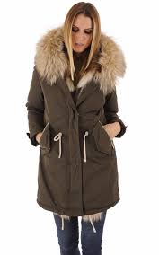 Confortables, isolés, durables et écoresponsables. Parka Toile Et Fourrure Kaki Femme Flo Clo La Canadienne Doudoune Textile Kaki