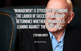 Management Is Efficiency In Climbing The Ladder Of Success Stephen Covey Stephen Covey Quotes Stephen Covey Leadership Quotes