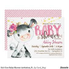 Girl Cow Baby Shower Invitation Pink Farm Invitation Zazzle Com In 2021 Cow Baby Shower Invitations Baby Shower Invitations Animal Baby Shower Invitations