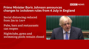 Boris johnson has announced the first, gradual steps towards loosening the coronavirus lockdown in england. Bbc News Uk On Twitter Pubs Restaurants Hotels And Hairdressers Can Open From 4 July In England When Social Distancing Rules Will Be Eased Read More On Pm Boris Johnson S Wide Ranging Announcement