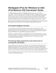Workpapers Plus For Windows To Trial Balance Cs Conversion
