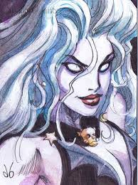 Lady Death painted sketch card by Dan Brereton, in Dave Kopecki's EVIL  ERNIE & LADY DEATH commissions Comic Art Gallery Room