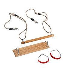 Wickey 3in1 Turngerate Set Schaukelbrett Holzsitz Ringe Metallringe Trapez Tu Turnringe Schaukel Reckstange