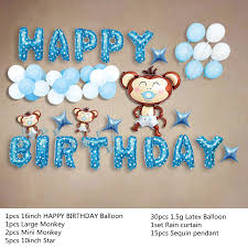 I'm not crazy about the curious george stuff and managed to find some party favors/decorations that were just simple monkeys. Naughty Monkey Baby Suit Happy Birthday Party Decorations Kids Girl Boy Foil Balloons Baby Air Balloon Birthday Event Supplies Ballons Accessories Aliexpress