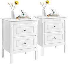 Enjoy free shipping on most stuff, even big stuff. Yaheetech White Bedside Table Set Of 2 Modern Sofa Side End Table Corner Table Wooden Chest Of Drawers Storage Unit With 2 Drawer Bedroom Living Room Furniture 48 X 40 X 61cm Amazon Co Uk