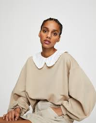 Contrasting Peter Pan Collar Sweatshirt Pull Bear Collared Sweatshirt Sweatshirts Peter Pan Collar