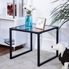Coffee table inset tempered glass top hand crafted walnut frame. Giantex Square Side End Table Tempered Glass Top Metal Frame Coffee Tables Modern Living Room Furniture Hw57283 Buy At The Price Of 36 99 In Aliexpress Com Imall Com