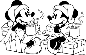 Cocoa bar sign on blackboard background with color chalk. Mickey Minnie Drinking Hot Cocoa Coloring Pages Printable