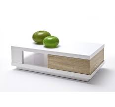 Table Basse Design Taylor Ii Blanc Laque Bois De Chene