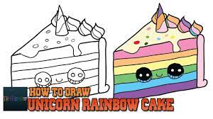 Please like, comment, and share. How To Draw A Unicorn Rainbow Cake Slice Easy And Cute Step By Step For Rainbow Unicorn Cake Cute Food Drawings Rainbow Cake