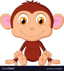 Cute Baby Monkey Cartoon Vector Image On Vectorstock Cute Baby Monkey Cute Baby Dogs Cute Animal Illustration