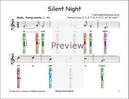 Silent Night Recorder Christmas Sheet Music