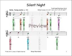 silent night recorder christmas sheet music