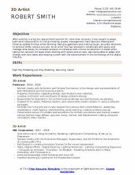 Want to find a new job? 3d Artist Resume Samples Qwikresume