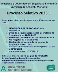 Passando para lembrar que o processo seletivo foi adiado até o dia 12, se  não conseguiu se inscrever corre que são só mais 3 dias hein 😉 #mestrado  #doutorado #engenhariabiomédica #pqtecsjc #anhembimorumbi