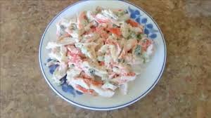 Just cut the cabbage, carrot, spring onion/scallion and crab meat small. Imitation Crab Recipe Seafood Crab Salad