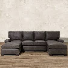 Brentwood 122 Leather Double Chaise Sectional In Saloon Grey Double Chaise Sectional Sectional Sofa Couch Leather Sectional Sofas