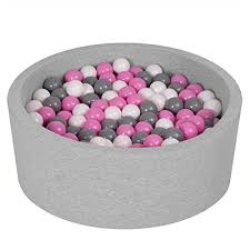 vivisence piscine a balles pour enfants rond 90x30 200 balles fabrique en ue gris clair gris blanc rose90 30 piscine a balle jeux enfants jeux