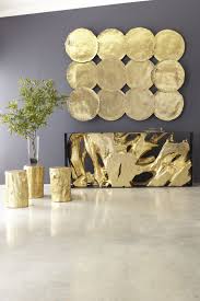Cast Oil Drum Wall Discs Gold Leaf Set Of 4 Oil Drum Gold Leaf Root Console