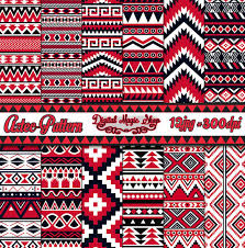 Black And Red Pattern Design 12 Seamless Aztec Digital Paper Red Black Ikat Geometric Etsy Digital Paper Aztec Pattern Pattern