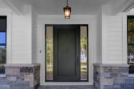 No matter the season, an exterior front door with sidelights creates a beautiful connection to the outdoors, bringing the benefits of light and design to an entry and foyer. Classic Single Door With Sidelites Modern Entrance Door Front Entry Doors Wood Entry Doors