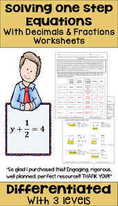 One Step Equations With Fractions And Decimals Worksheets Digital Printable One Step Equations Equations Two Step Equations