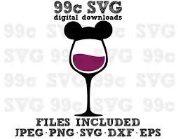Download Mickey Wine Glass Svg Silhouette Cameo Vinyl Stencil Template Wine Svg