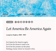 Let America Be America Again Langston Hughes Let It Be Beautiful Quotes America