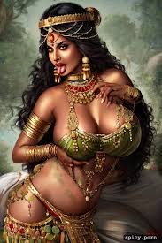 Image of pierced nipple, intense sexual stare at observer, smiling, hindu  mythology - spicy.porn