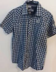 Details About Twin Life Blue And White Plaid Short Sleeve Mens Dress Shirt Medium L 76