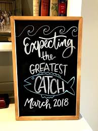 Hand Lettered Design Perfect For Baby Shower Or Nursery Decor Can Be Recreated In Any Color Sche Fishing Baby Shower Theme Baby Shower Fishing Chalkboard Baby