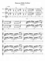 Browse guitar tabs, bass tabs, chords, guitar pro tabs, power tabs, and tux guitar tabs! Free Sheet Music Duncan Hills Coffee Jingle By Dethklok Play And Download Any Time