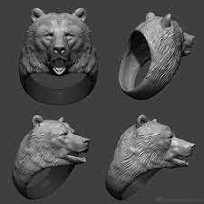 Bear Ring 3d Model Stl Obj Bear Carving Bear Art Animal Sculptures