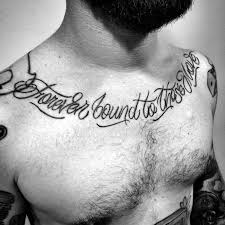 See more ideas about chest tattoo, chest tattoo men, tattoos for guys. Top 41 Chest Writing Tattoo Ideas 2021 Inspiration Guide