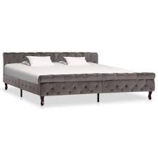 Metallbett bettgestell bett lattenrost metall schlafzimmer 90/100cm x 200 cm dieser bettrahmen verleiht ihrem schlafzimmer sofort einen klassischen look! Vidaxl Bettgestell Grau Samt 200 X 200 Cm Kaufland De